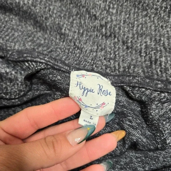 Hippie Rose Gray Soft Knit Open Cardigan - Picture 3 of 3